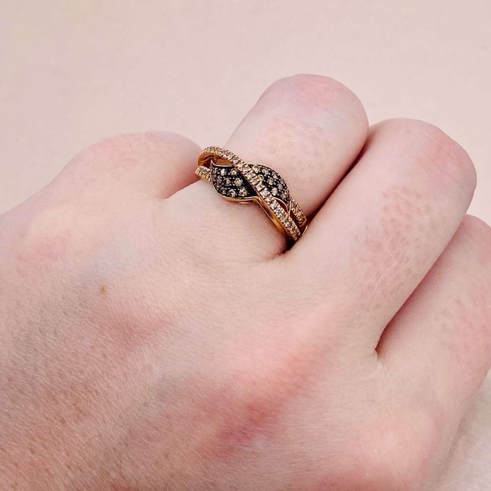 EUC RJM 14k Rose Gold 1/2 ct. White & Champagne Diamond Ring